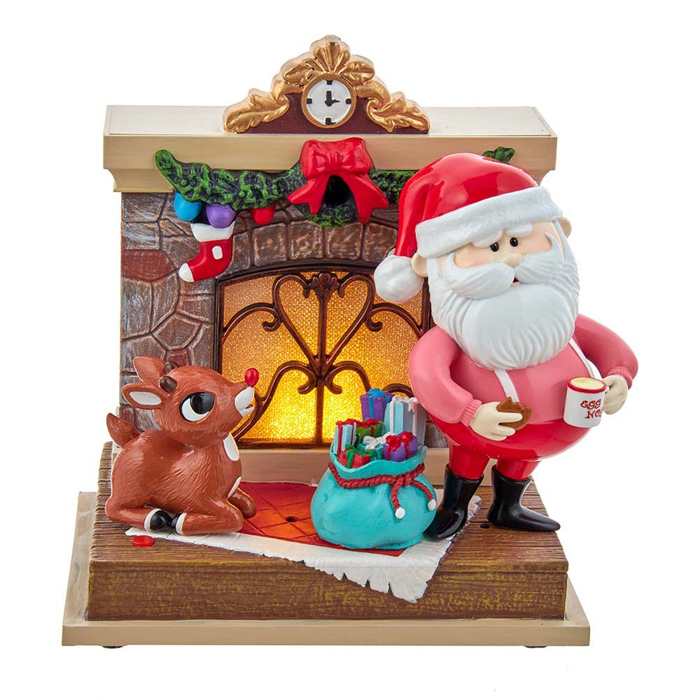Picture of Rudolph The Red Nose Reindeer RU5224 7 in. Kurt Adler Battery-Operated Rudolph & Santa Fireplace Table Piece