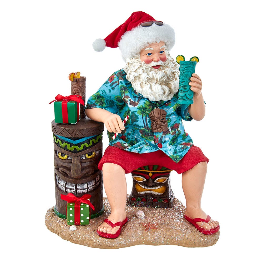 12 in. Fabrich Tiki Beach Santa