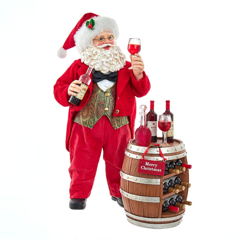 10.5 in. Fabrich Wine Tasting Santa Set - 2 Piece