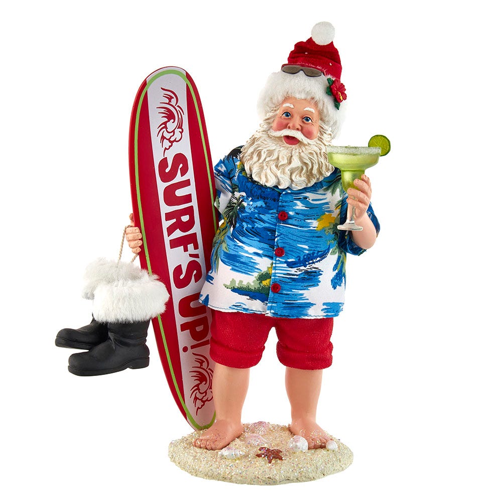 11 in. Fabrich Santa with Surfboard & Drink