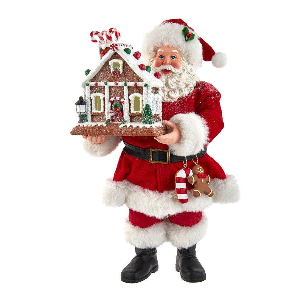 11 in. Battery-Operated Santa with Light-Up Gingerbread House