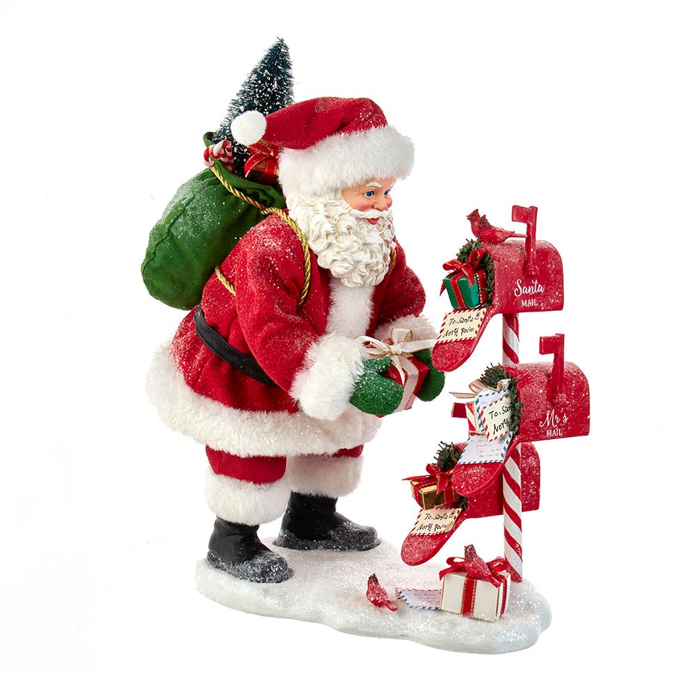 10.5 in. Fabrich Santa Checking Mail