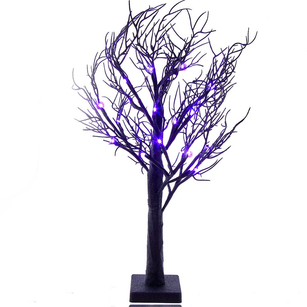 Kurt S. Adler HW1863 2 ft. Purple LED Black Glitter Tabletop Tree