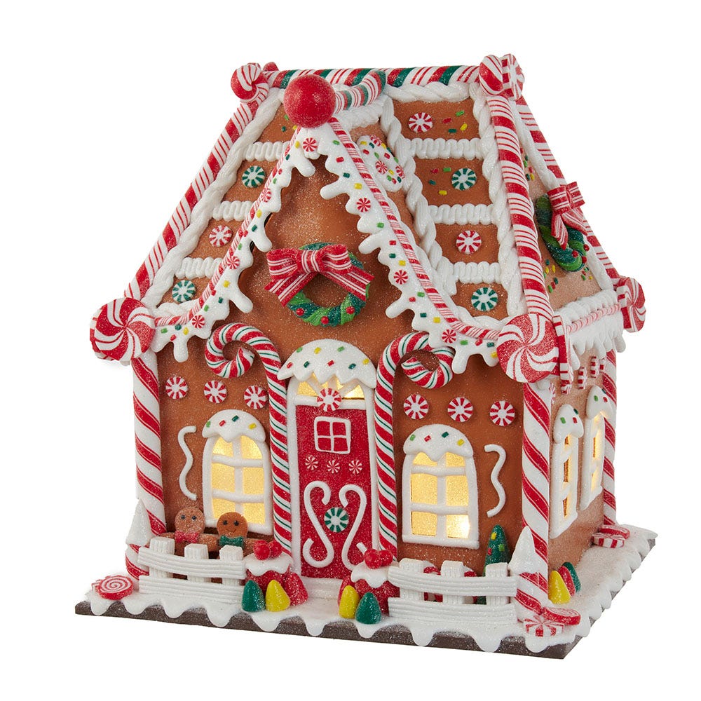 13 in. Battery-Operated Gingerbread House with LED Light & Timer
