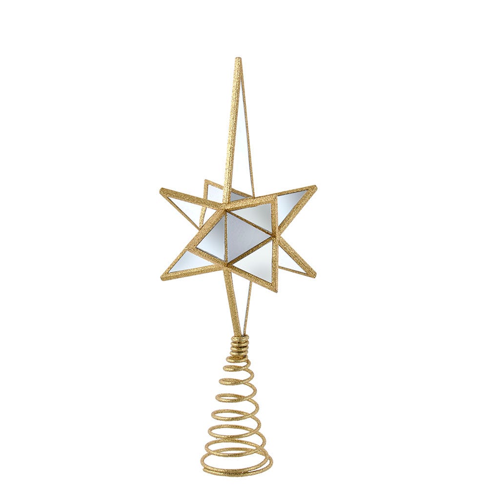 Picture of Kurt S. Adler D4181 13.5 in. Mirror Narrow Gold Star Tree Topper