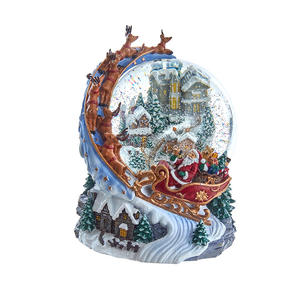 120 mm Battery-Operated Musical Santa & SLED Waterglobe