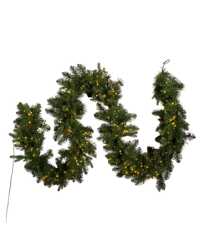9 ft. Pre-Lit Warm White LED Noble Fir Garland