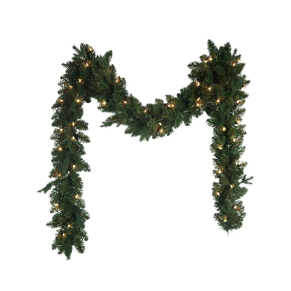 9 ft. Pre-Lit Clear Incandescent Jackson Pine Garland