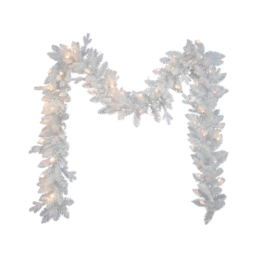 9 ft. Pre-Lit Warm White LED Jackson White Pine Garland