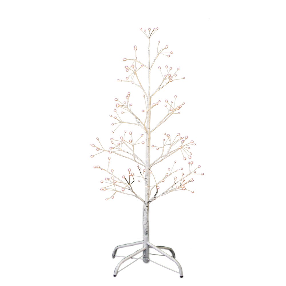 3 ft. White Birch Artificial Tree with Warm White LED 8 Function Lights