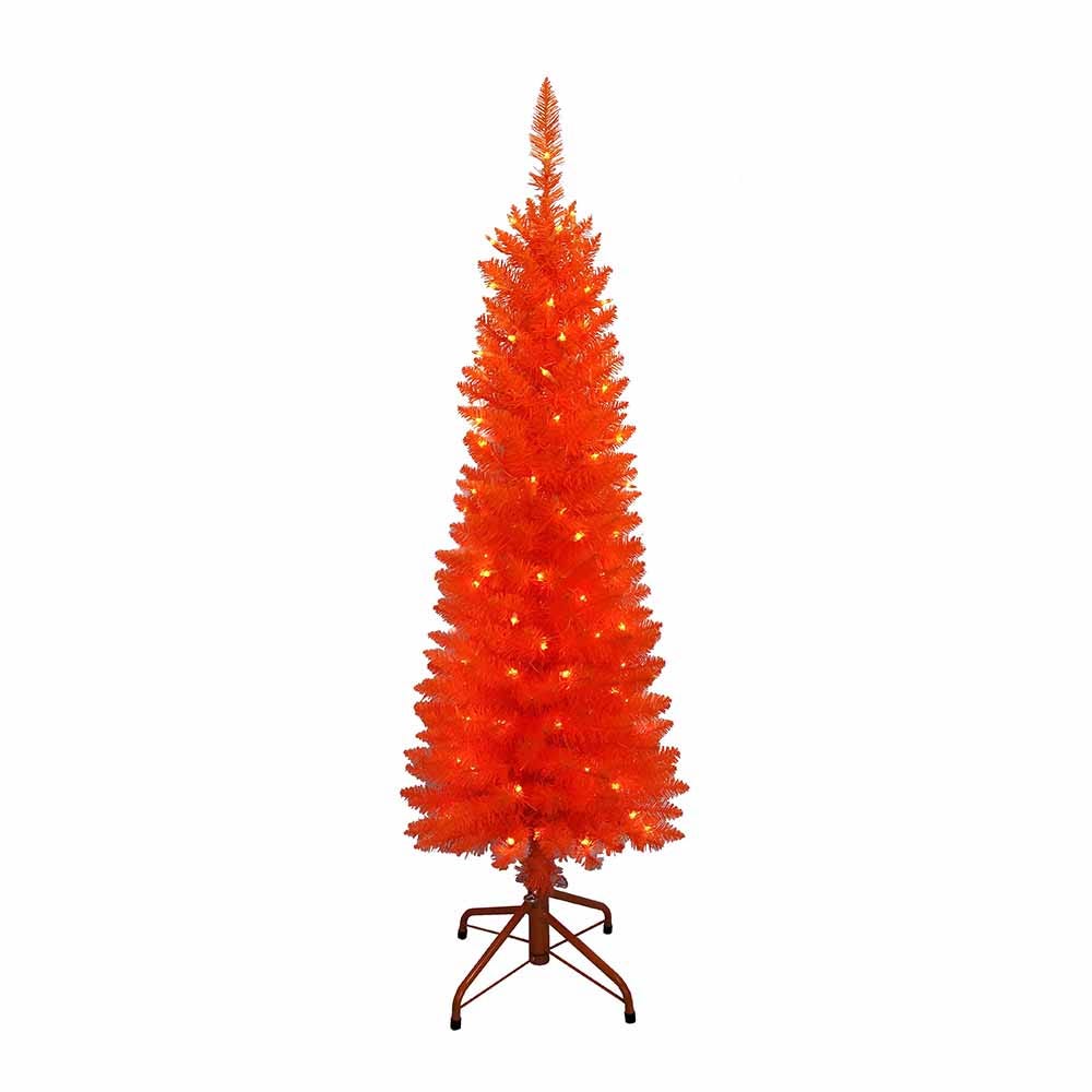 4 ft. Pre-Lit Orange Slim Tree