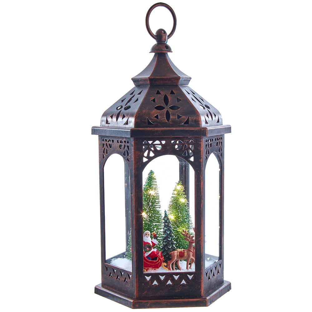 13 in. Battery-Operated Lighted Lantern with Santa
