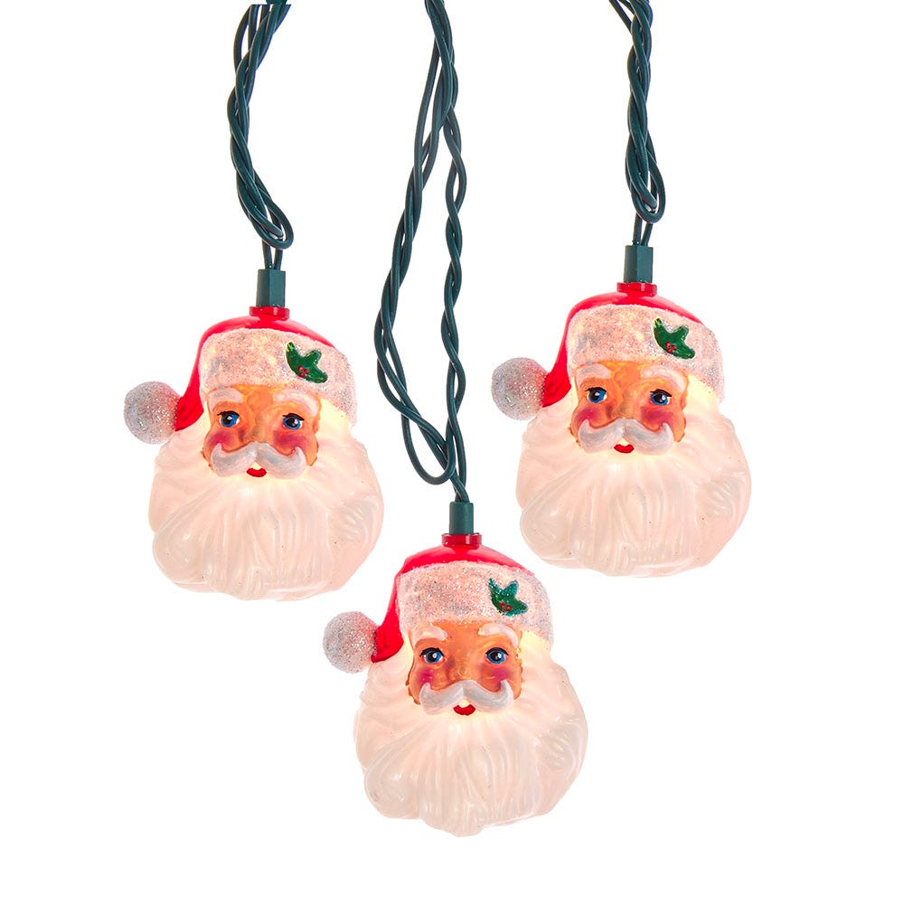 10-Light Santa Head Light Set with UL Certified