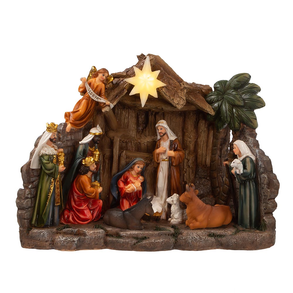 10.4 in. Battery Operated Light-Up Nativity Table Piece
