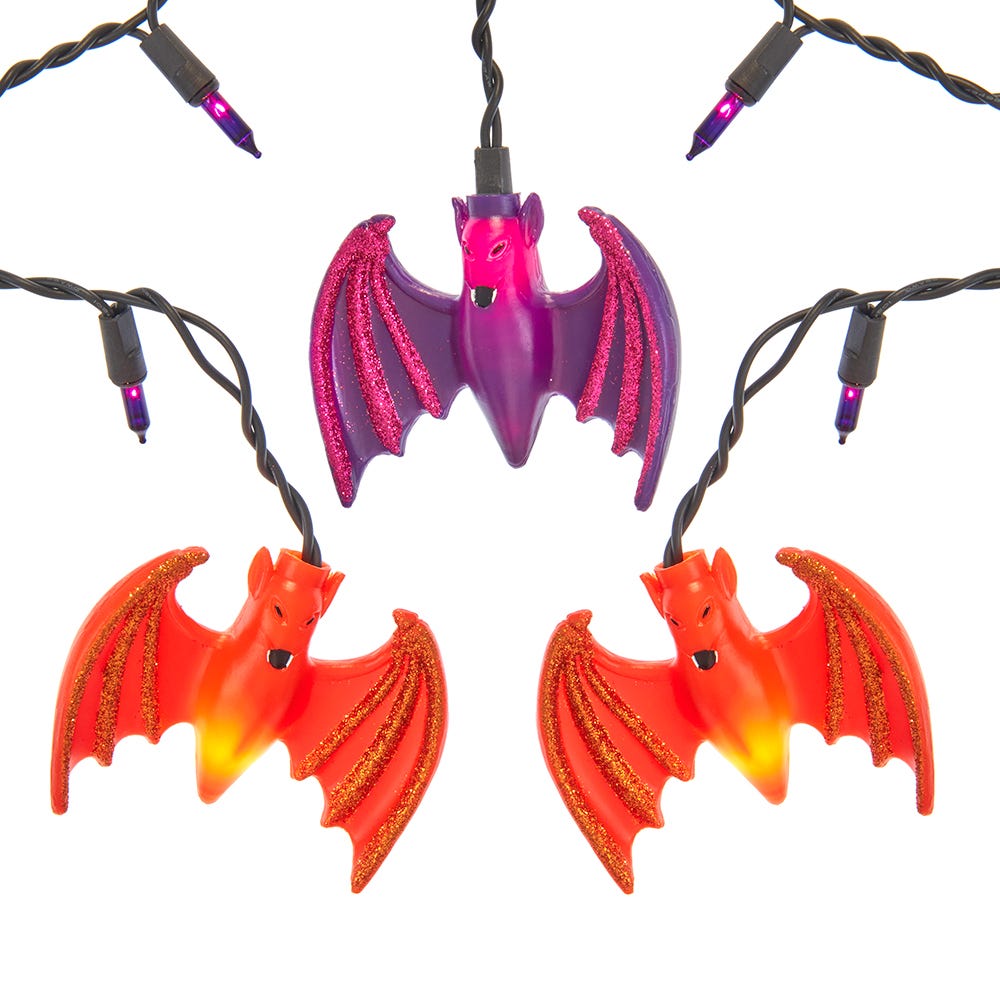 UL 25-Light Purple & Orange Bat Icicle Light Set