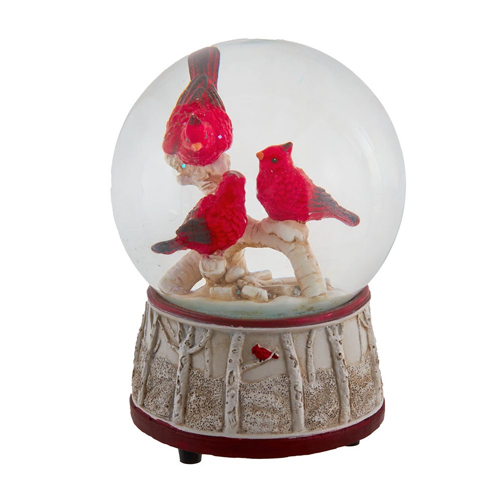 100 mm Wind Up Musical Cardinals Water Globe