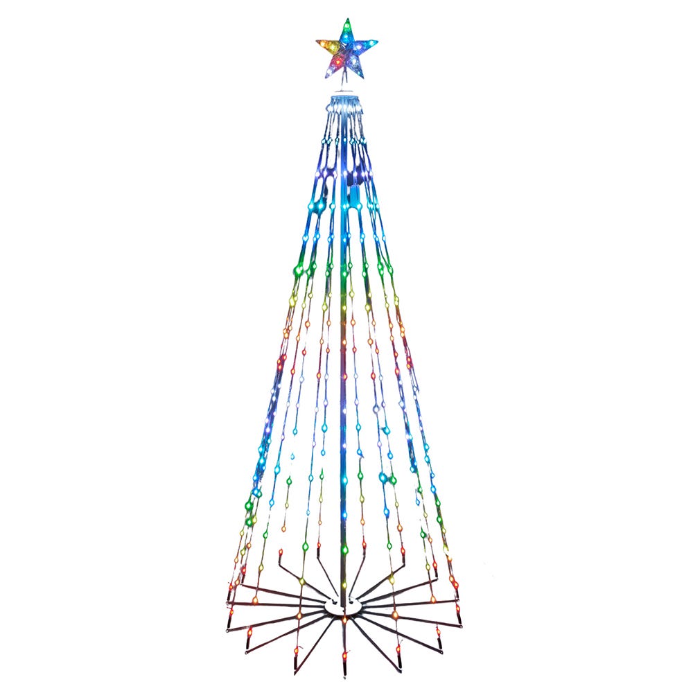 6 ft. Pre-Lit Red, Green & Blue LED Collapsible Decorated Tree