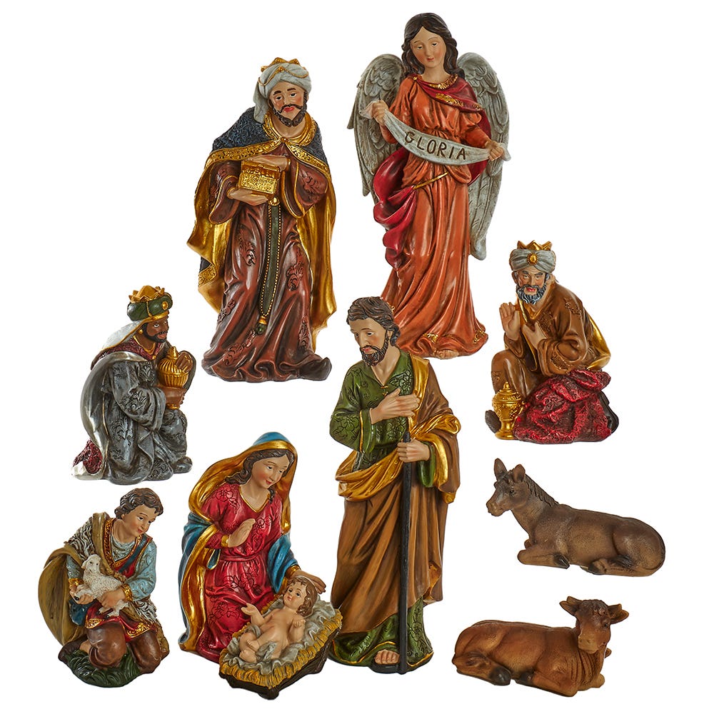 Kurt S. Adler N1052 12.5 in. Nativity Figurines Table Set - 10 Piece