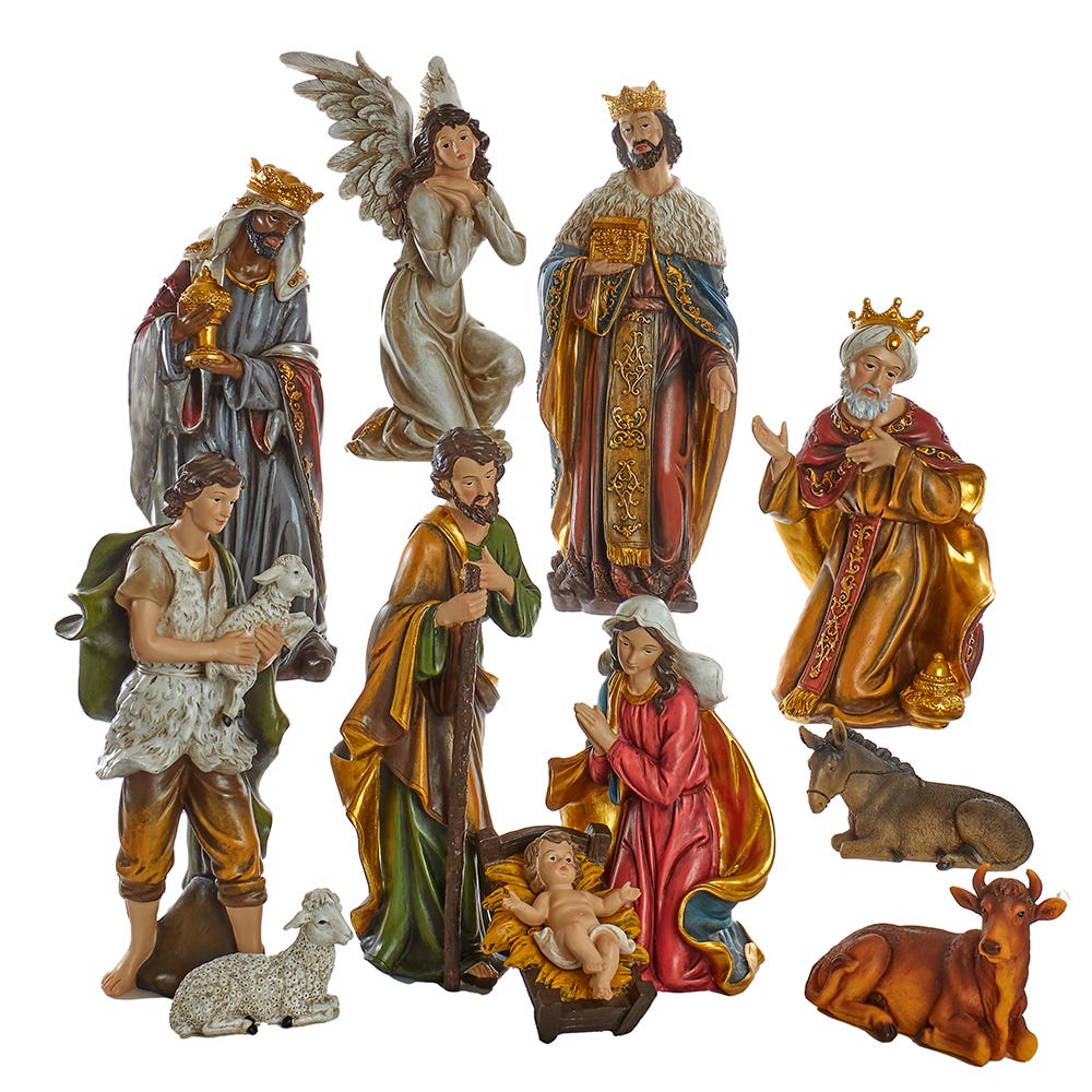 15 in. Resin Nativity Table Set - 11 Piece