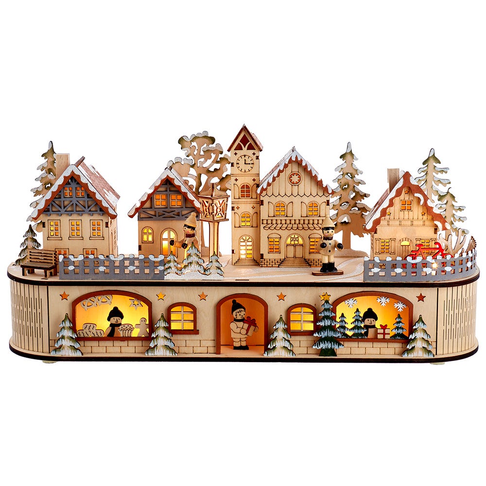 Kurt S. Adler JEL0998 8.27 in. Battery Operated LED 2-Tier Christmas Village