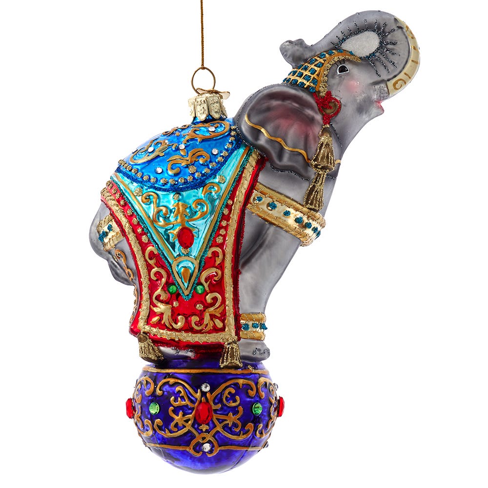BELL0015 7 in. Bellissimo Glass Elephant Ornament