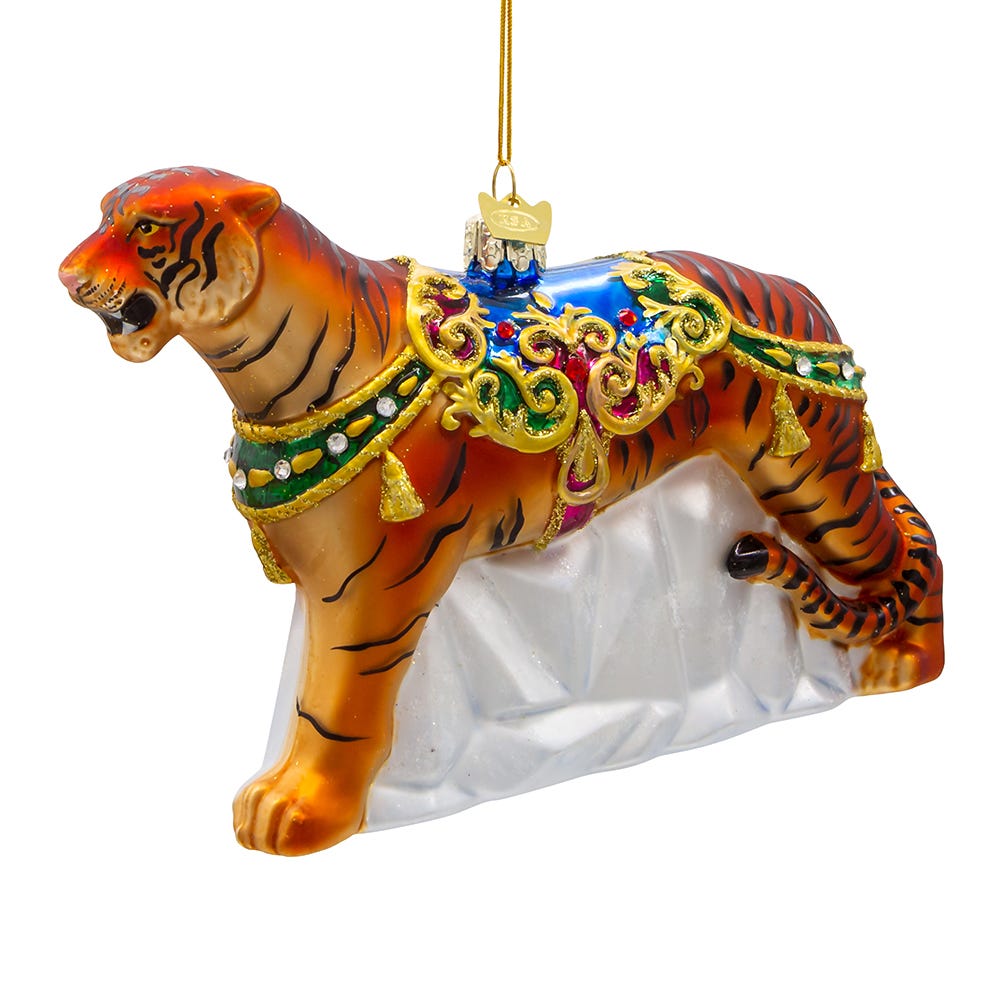 6.5 in. Bellissimo Glass Tiger Ornament