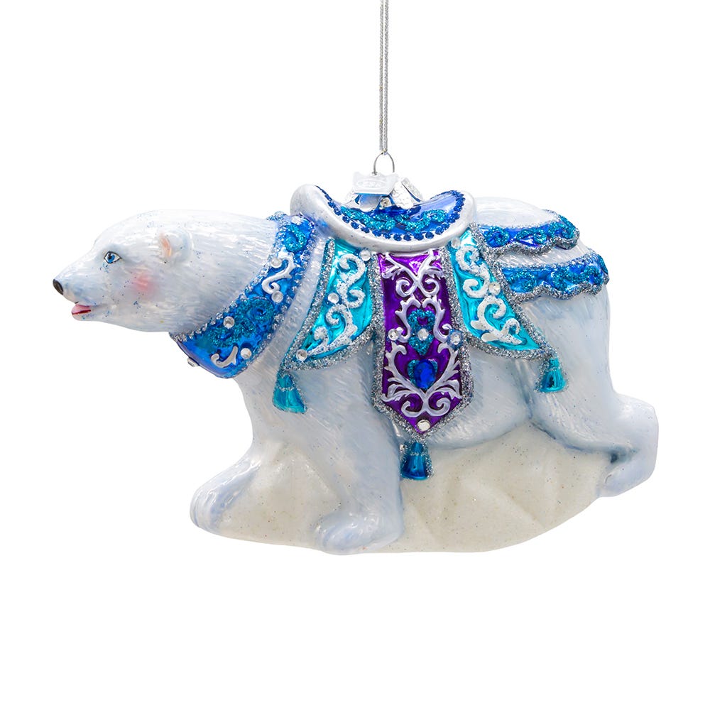 7 in. Bellissimo Glass Polar Bear Ornament