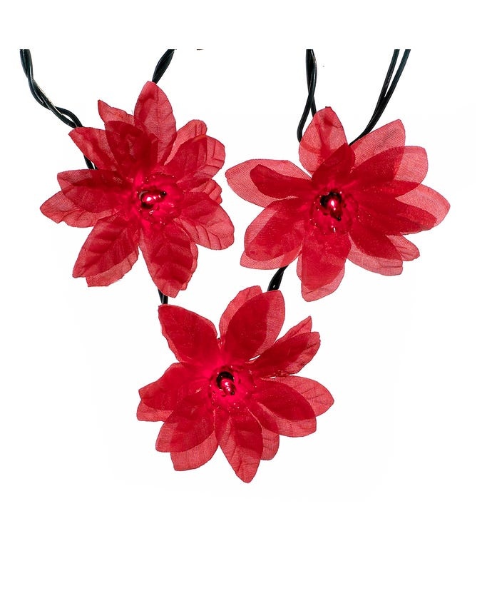 20-Light Red Poinsettia Light Set