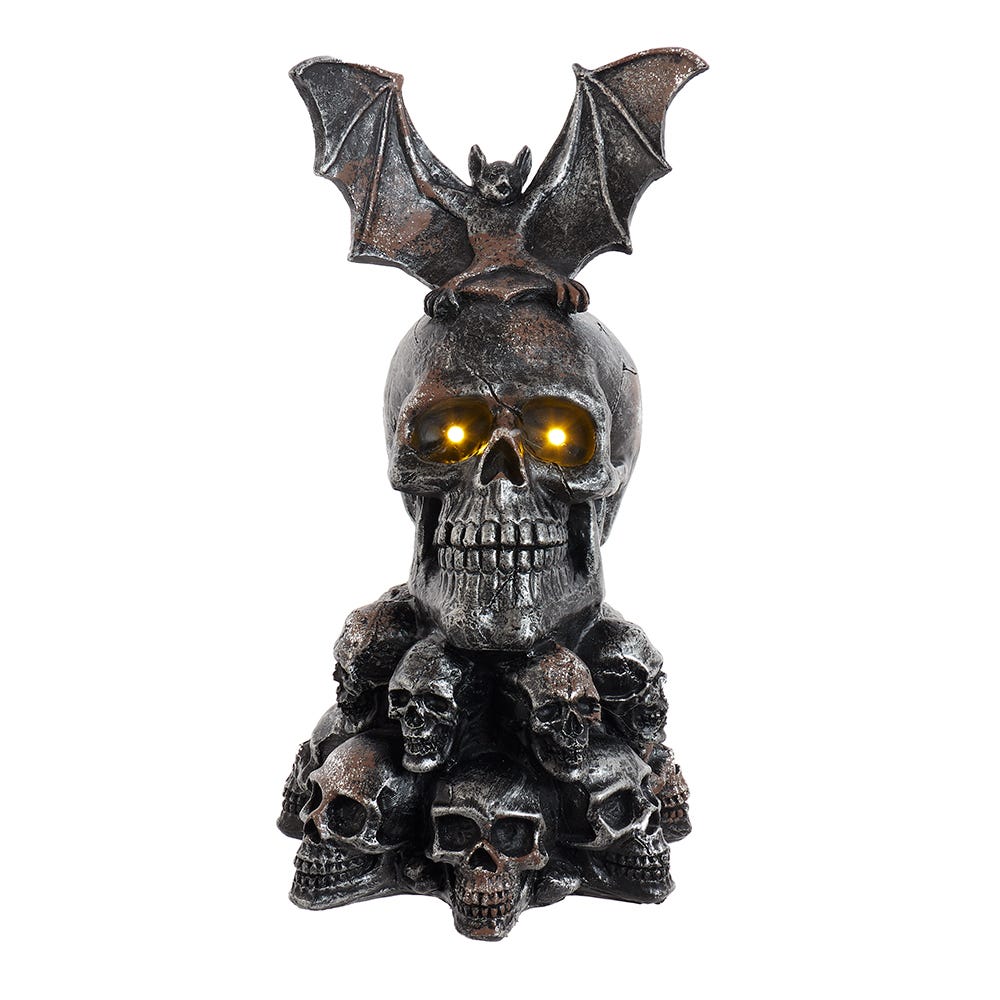 11.5 in. Battery Operated Bat on Skull Table Piece