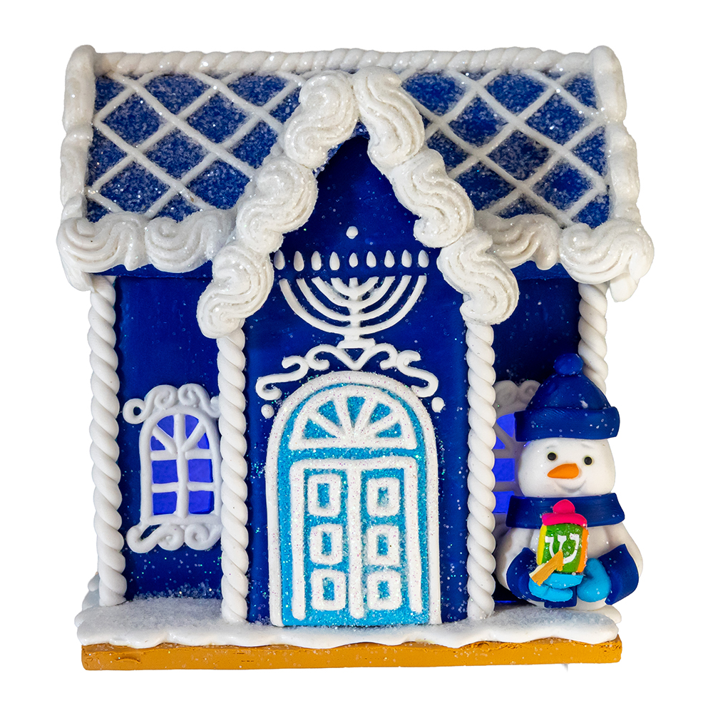 4 in. Clay Dough Hanukkah LED House Table Piece
