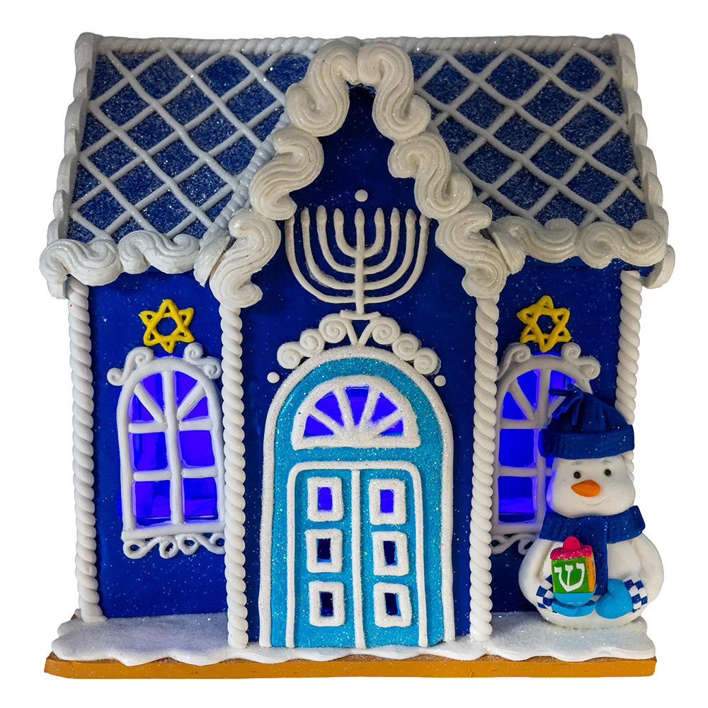 7 in. Battery Operated Hanukkah LED House Table Piece