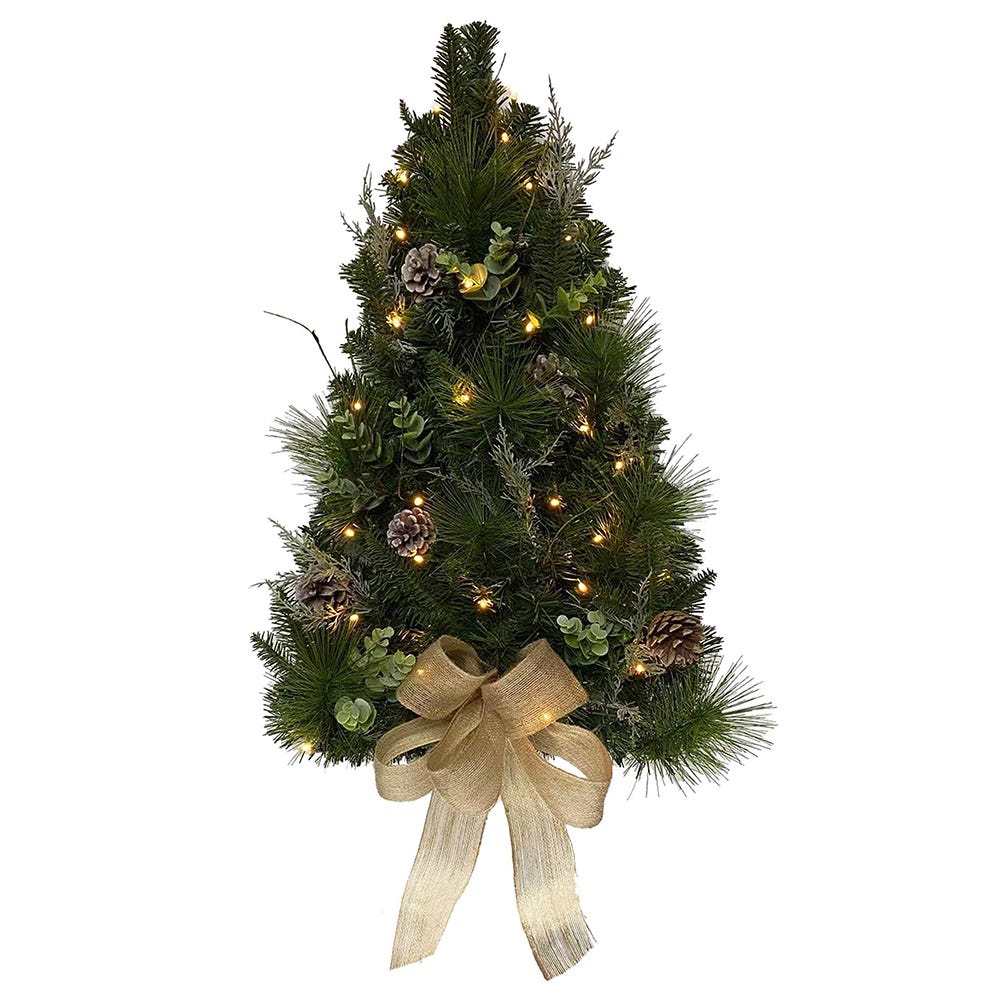 Kurt S. Adler TR0209LED 26 in. Pre-Lit Pinecone Wall Tree with Bow