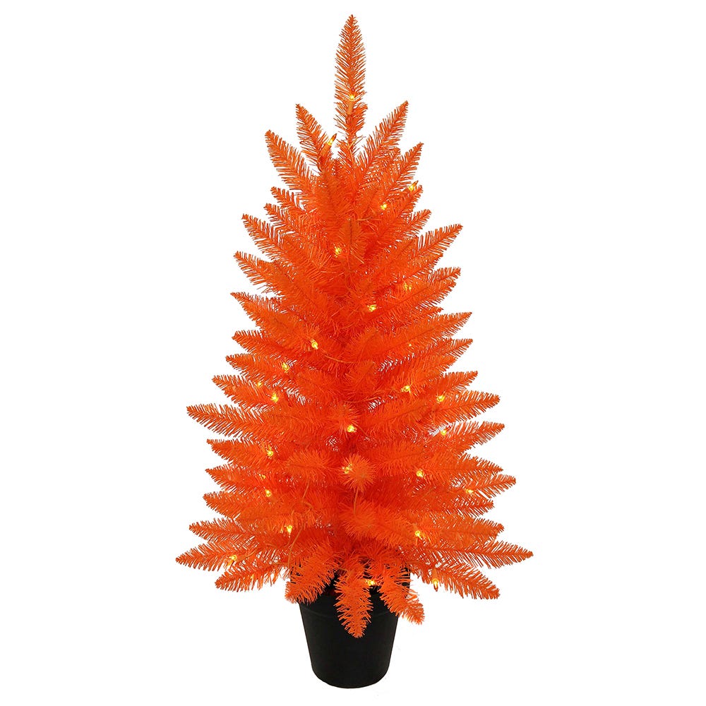 3 ft. Pre Lit Orange Potted Tree