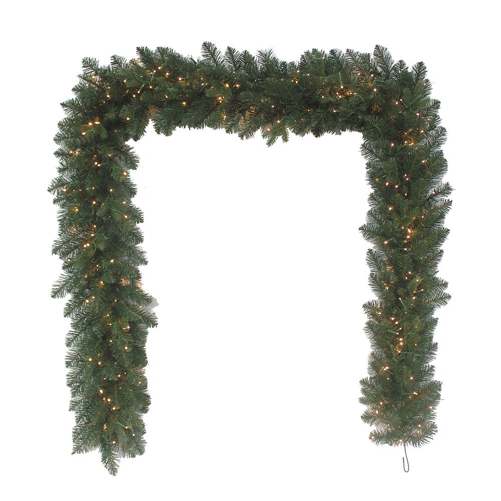 Kurt S. Adler GRL72090LEDBWW 9 ft. Battery Operated Prelit Warm White LED Noble Fir Garland