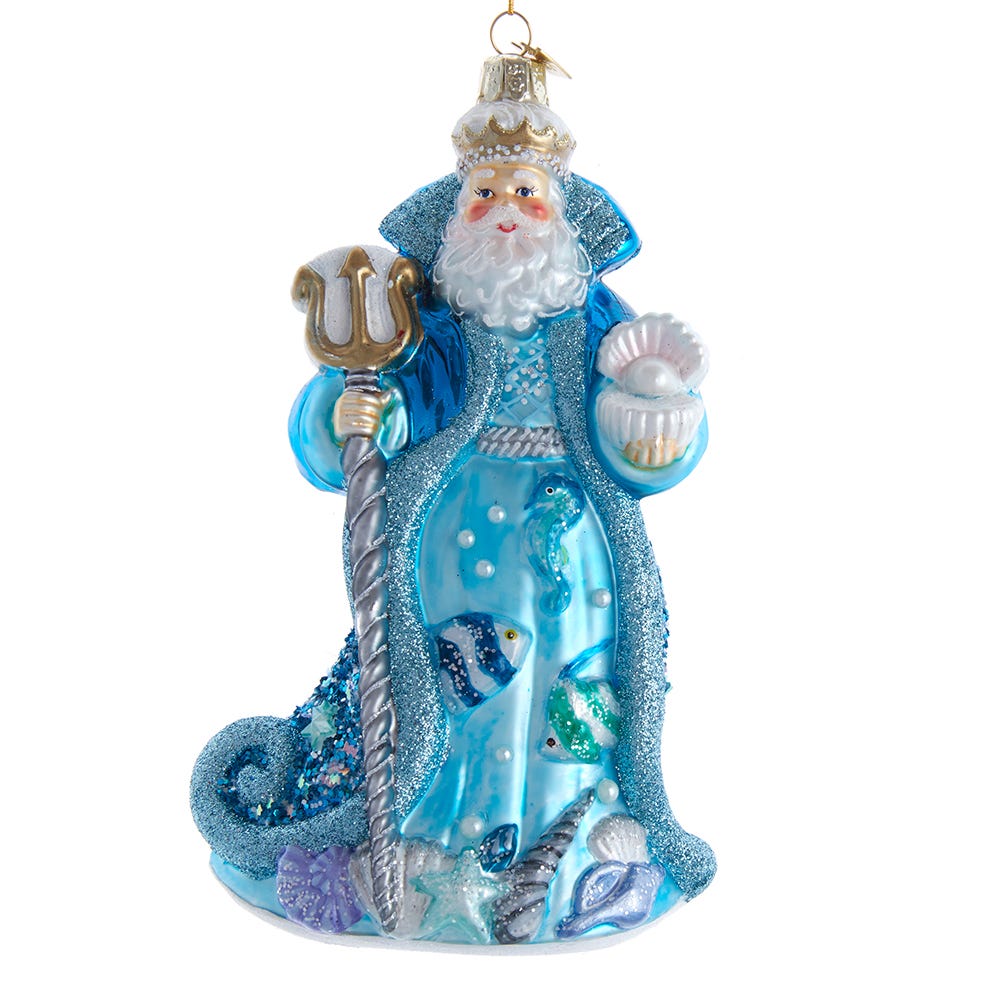 7 in. Bellissimo Glass Under The Sea Santa Ornament