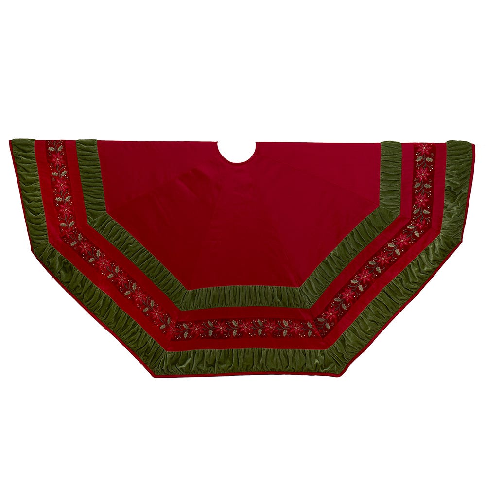 72 in. Red & Green Gathered Border Tree Skirt
