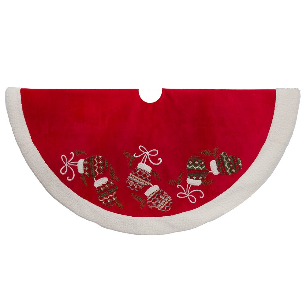 48 in. Red Tree Skirt with Mitten Border