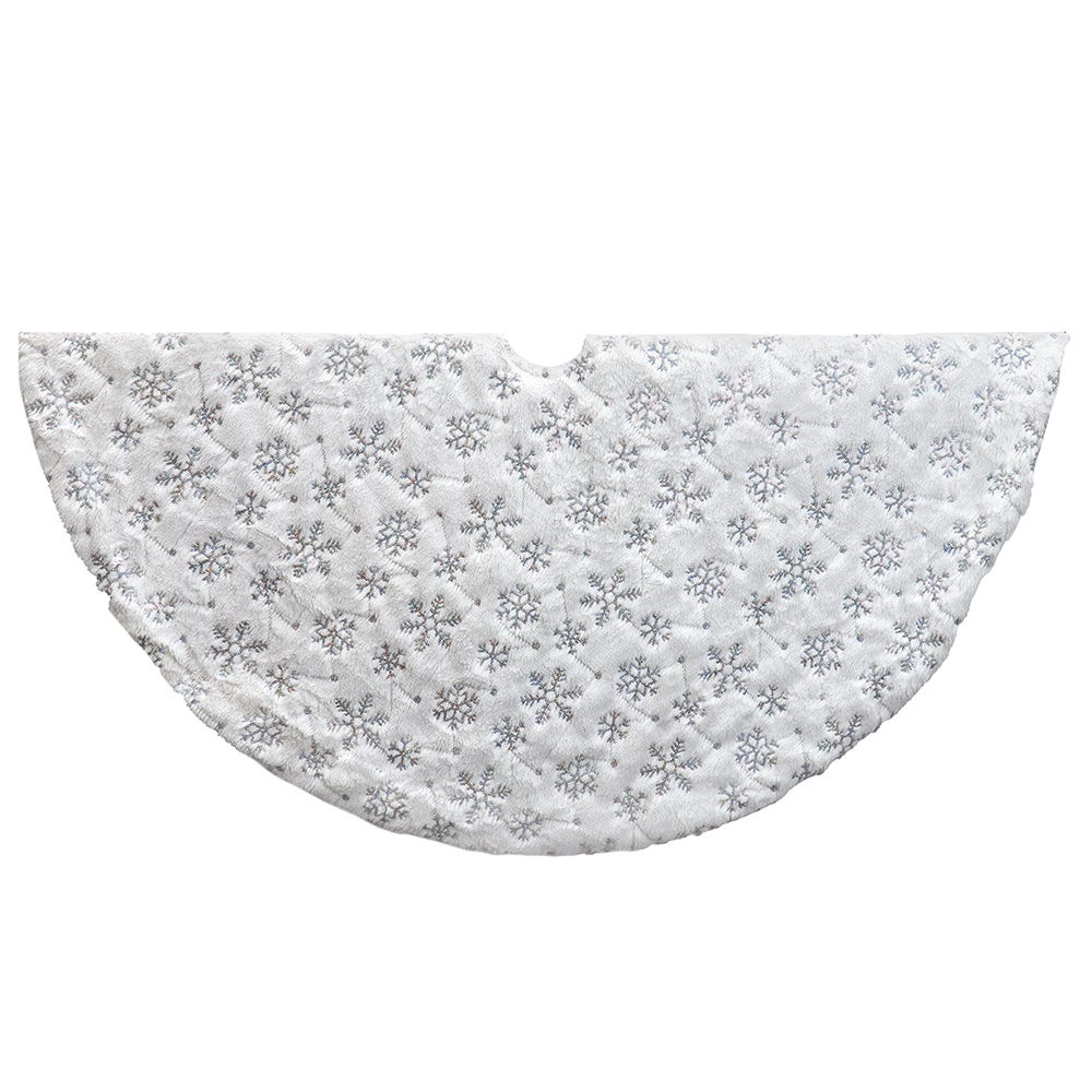 48 in. White Tree Skirt with Snowflake Border