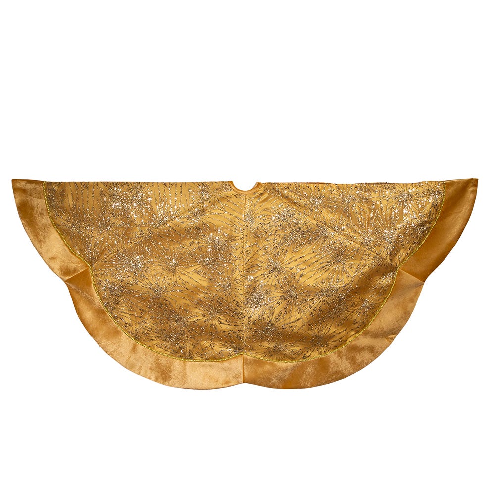 60 in. Gold Velvet & Glitter Tree Skirt