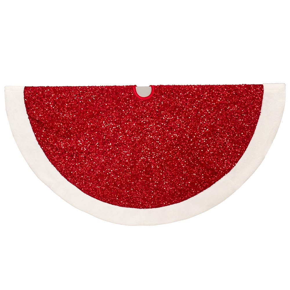 54 in. Red Sequins with White Border Tree Skirt