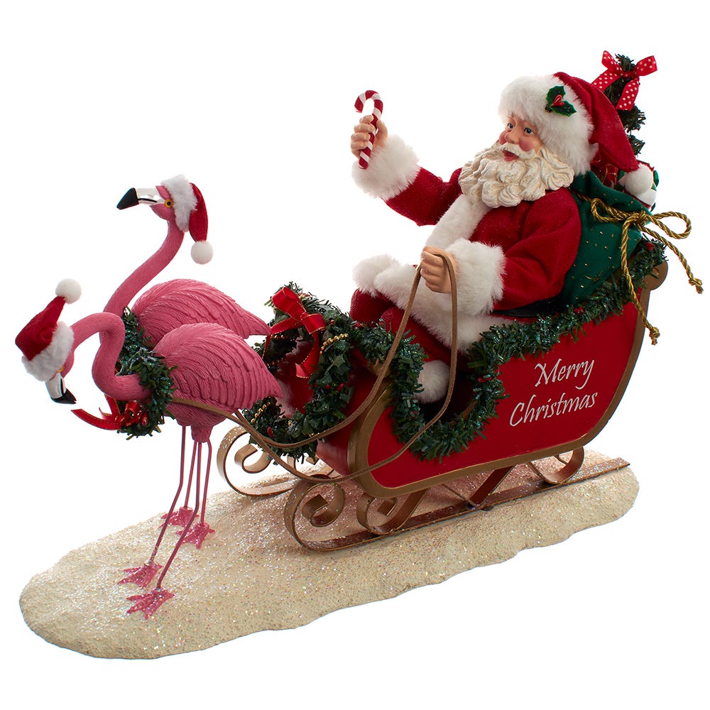 10 in. e Flamingos Pulling Santa Sleigh