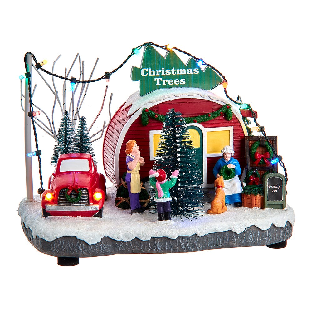 4.7 in. Battery Operated Lighted Village Shop Christmas Tree