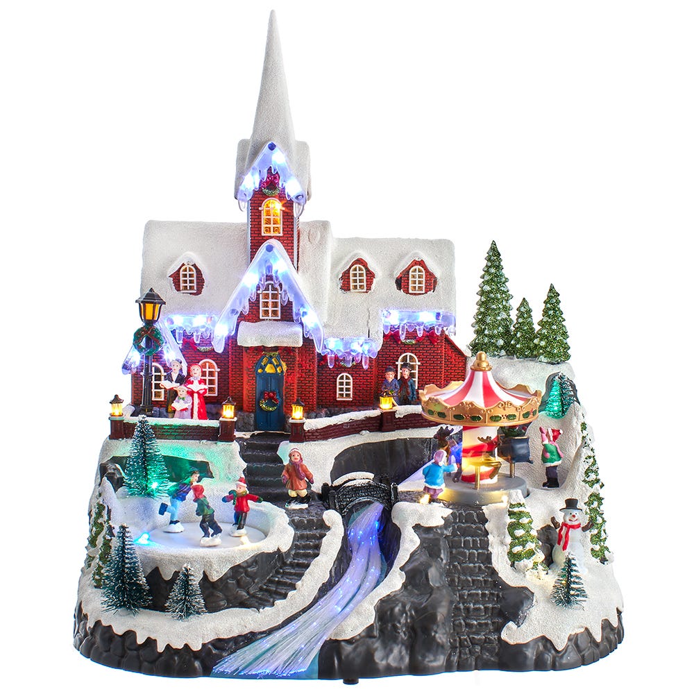 Kurt S. Adler JEL1321 15 in. Lighted Musical Church Christmas Village