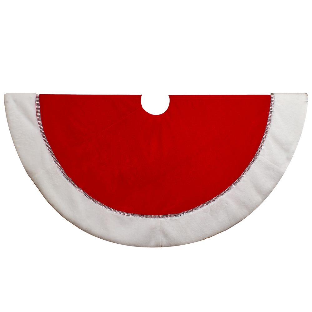 48 in. Traditional Red with White Border Tree Skirt