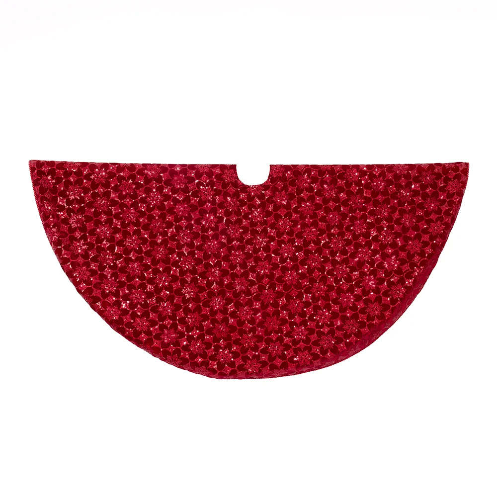 Kurt S. Adler TS0290 72 in. Burgundy Sequin with Metallic Cord Tree Skirt