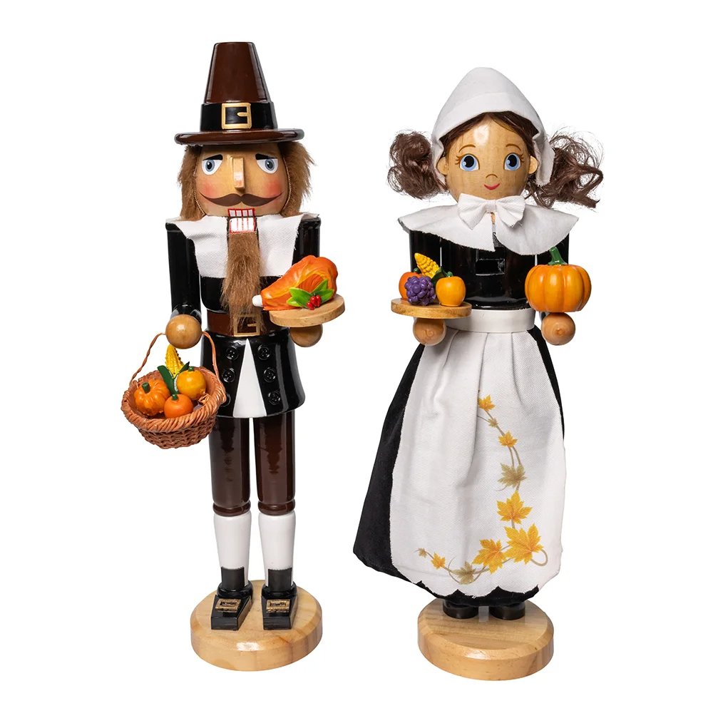 Picture of Kurt S. Adler TH0421 2 Piece 15 in. Pilgrim Nutcrackers Set