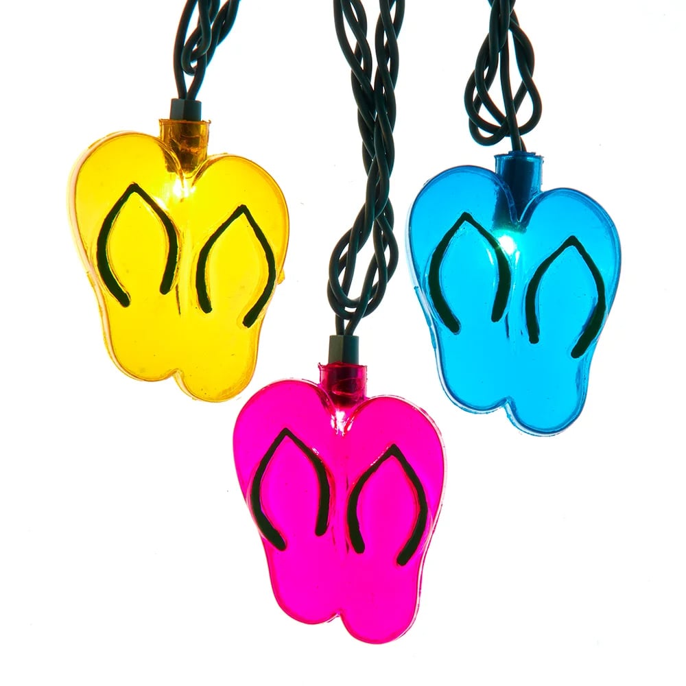 Kurt S. Adler UL4375 12 ft. UL 10-Light Flip-Flops Light Set - Multi Color
