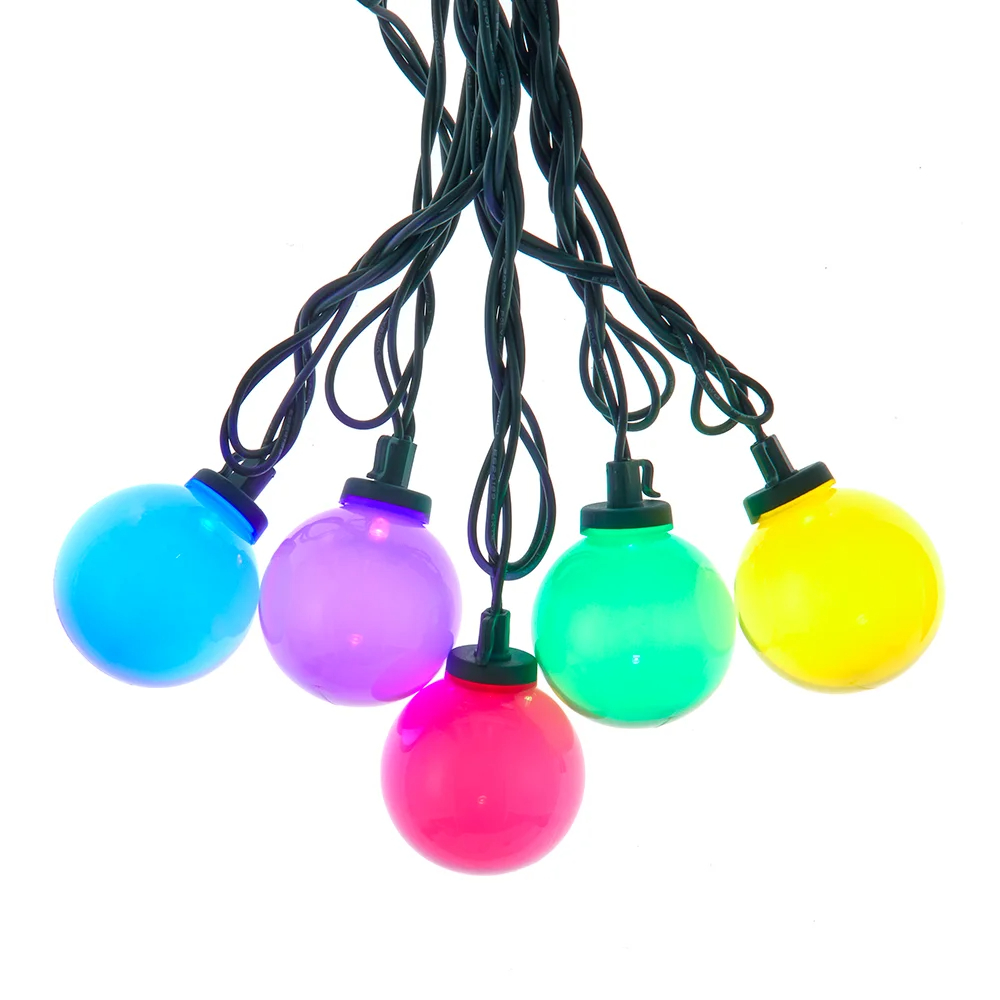 Kurt S. Adler UL4017GR 11.5 ft. UL 10-Light LED Opaque G50 Light Set with Green Wire - Multi Color