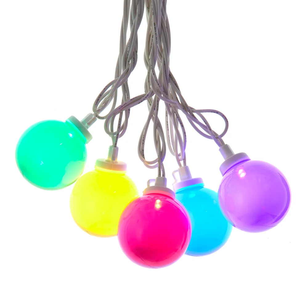 Kurt S. Adler UL4017WH 11.5 ft. UL 10-Light LED Opaque G50 Light Set with White Wire - Multi Color