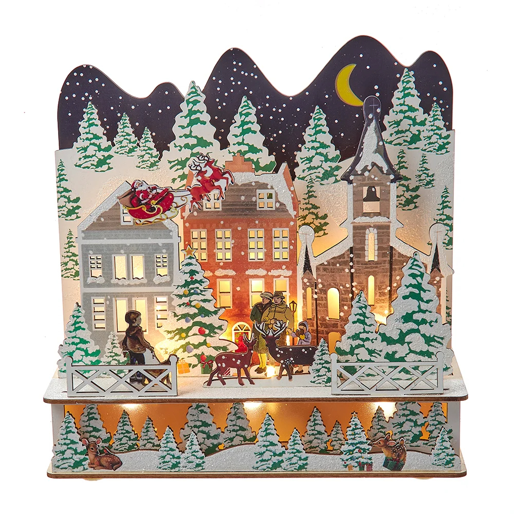 Kurt S. Adler JEL1018 9.8 in. Battery Operated LED Lighted Christmas Tree Village